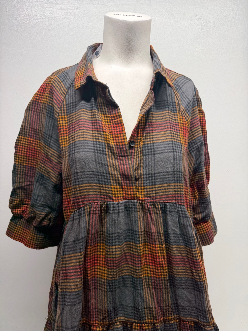 Natual Life Dress Midi Plaid Half Sleeve Lightweight Pockets Brown NWT Medium - Picture 3 of 10